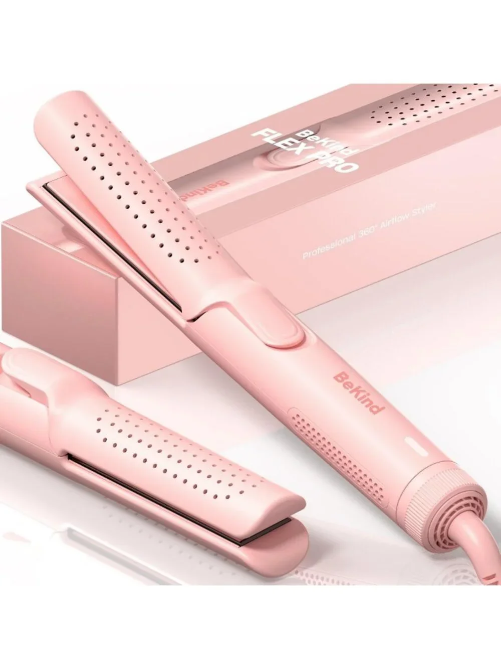 2-in-1 Hair Straightener & Curler, 360° Flex Flat Iron, Floating Plates, Low